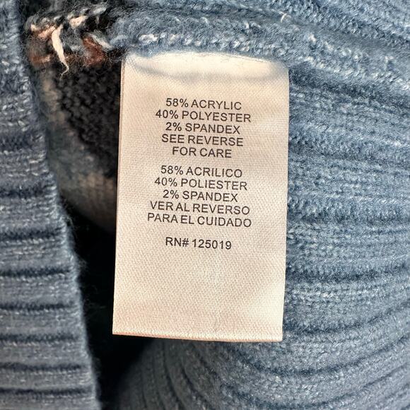 NWT Joseph A Fair Isle Mock Neck Sweater Blue Denim Combo Size Small - Picture 8 of 9